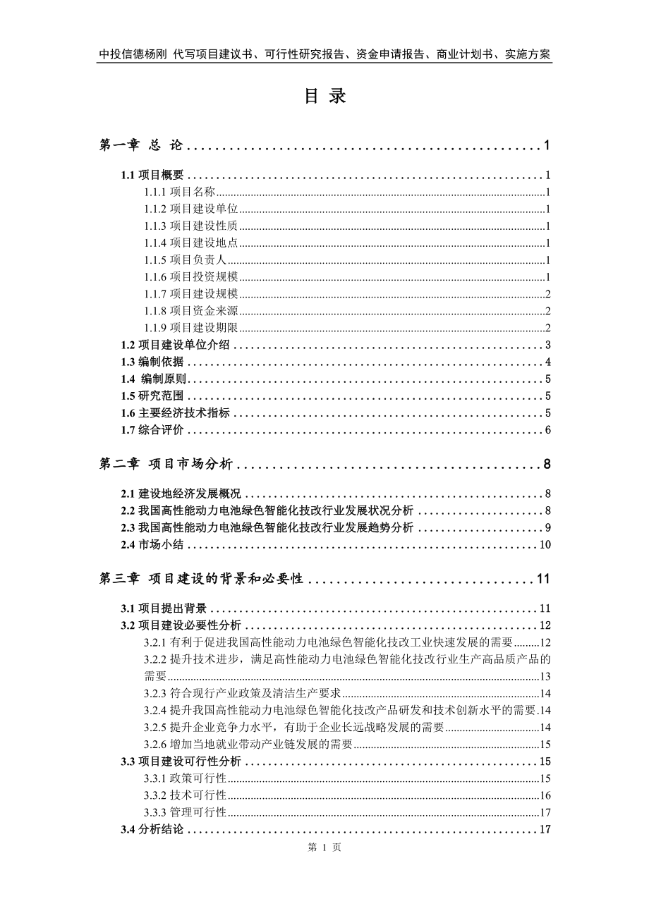 高性能动力电池绿色智能化技改可行性研究报告建议书_第2页