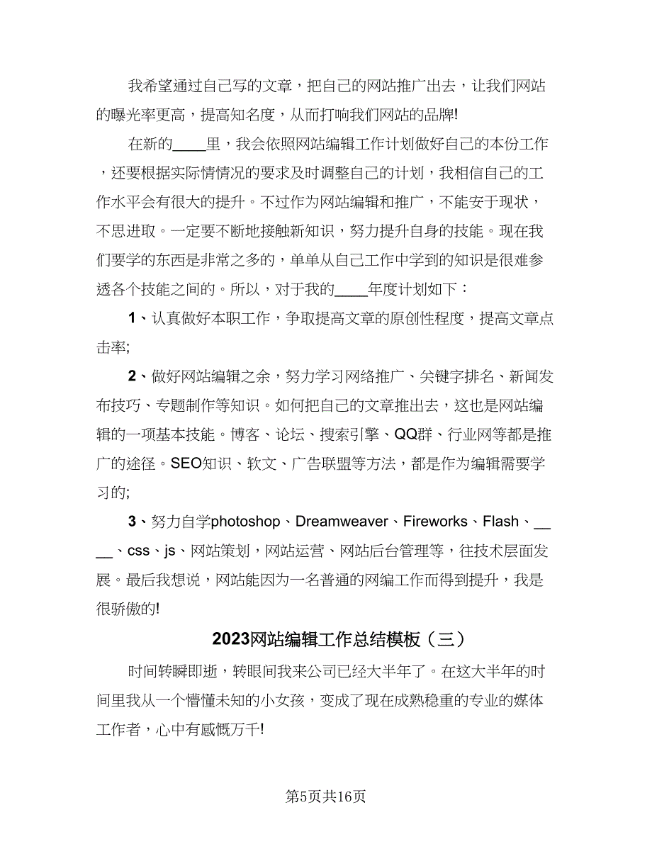 2023网站编辑工作总结模板（六篇）.doc_第5页