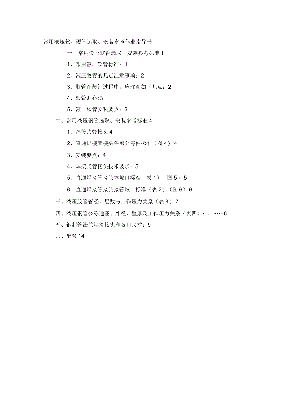 常用液压软、硬管选取、安装参考作业指导书汇总_第1页