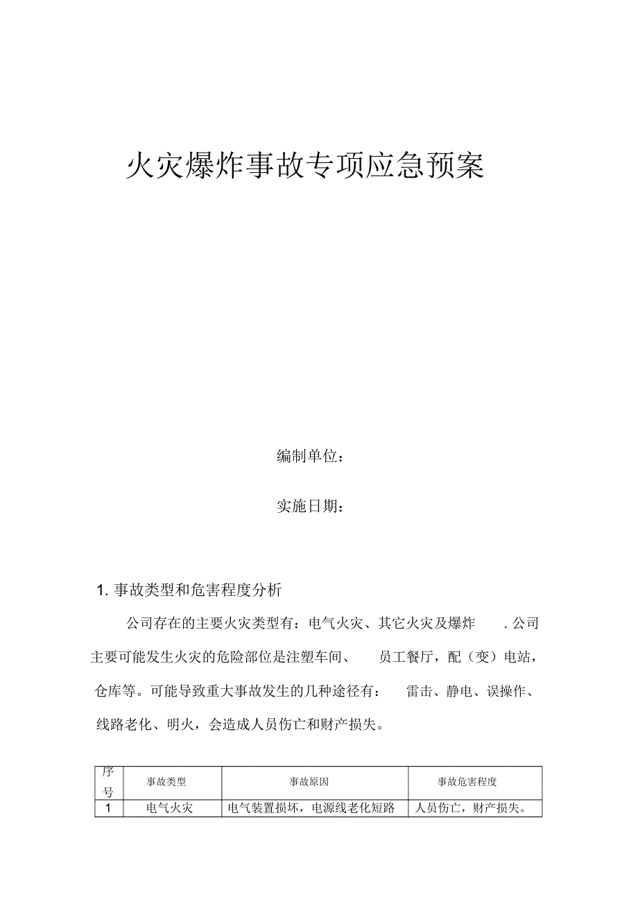 火灾爆炸事故专项应急预案_第1页