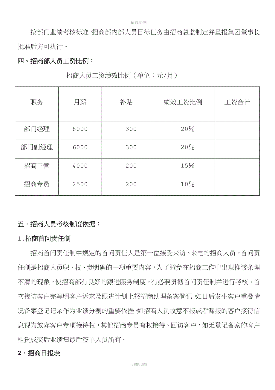 招商人员绩效考核办法与现场管理制度.doc_第2页