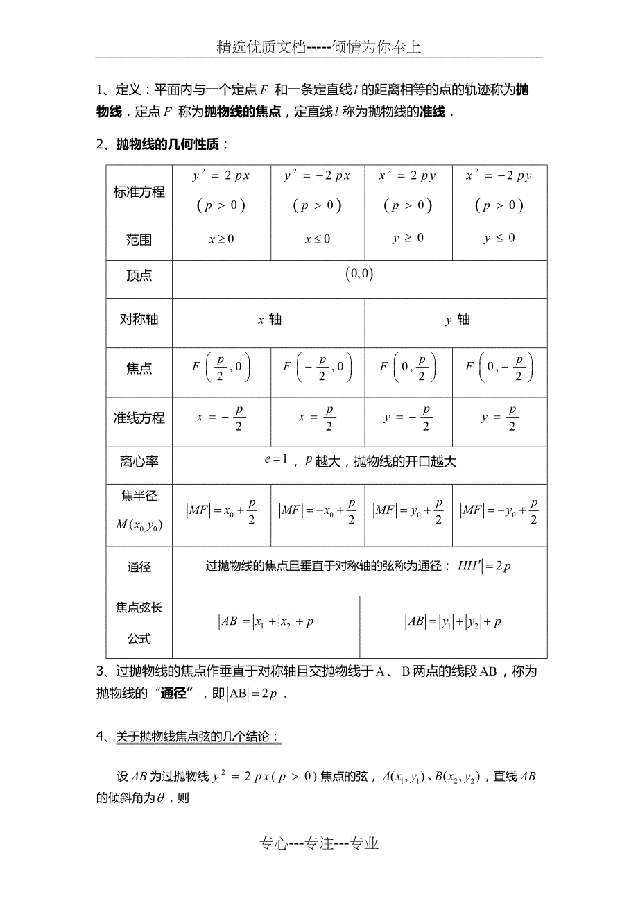 圆锥曲线知识点总结(共5页)_第3页