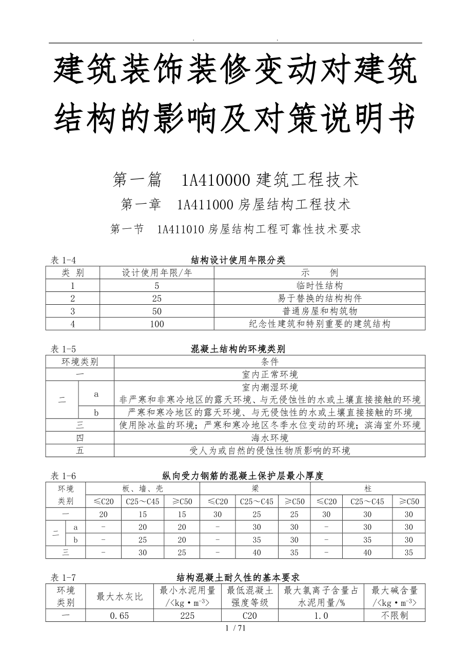 建筑装饰装修变动对建筑结构的影响与对策说明书_第1页