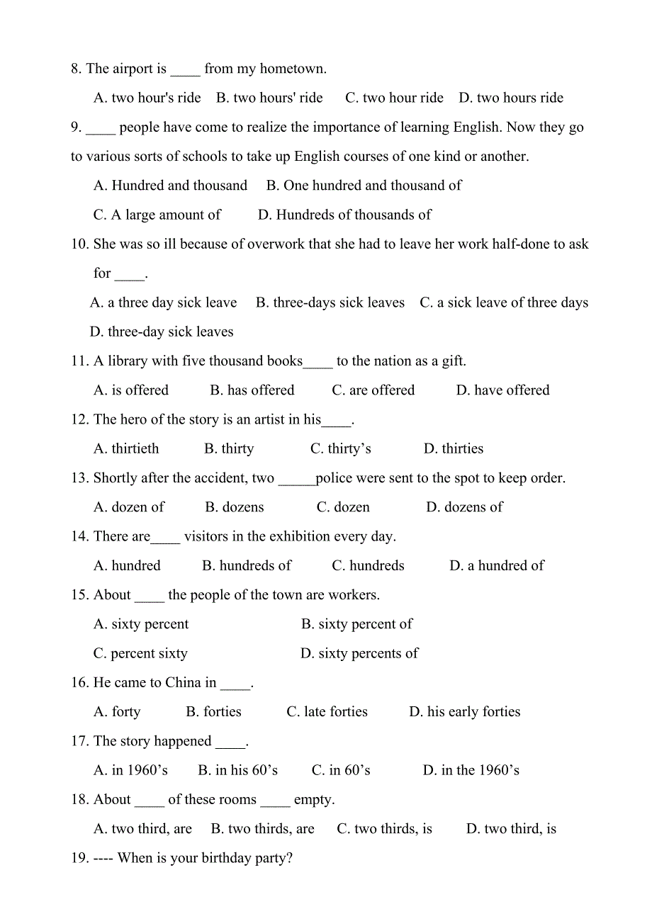 数词练习一及答案_第4页