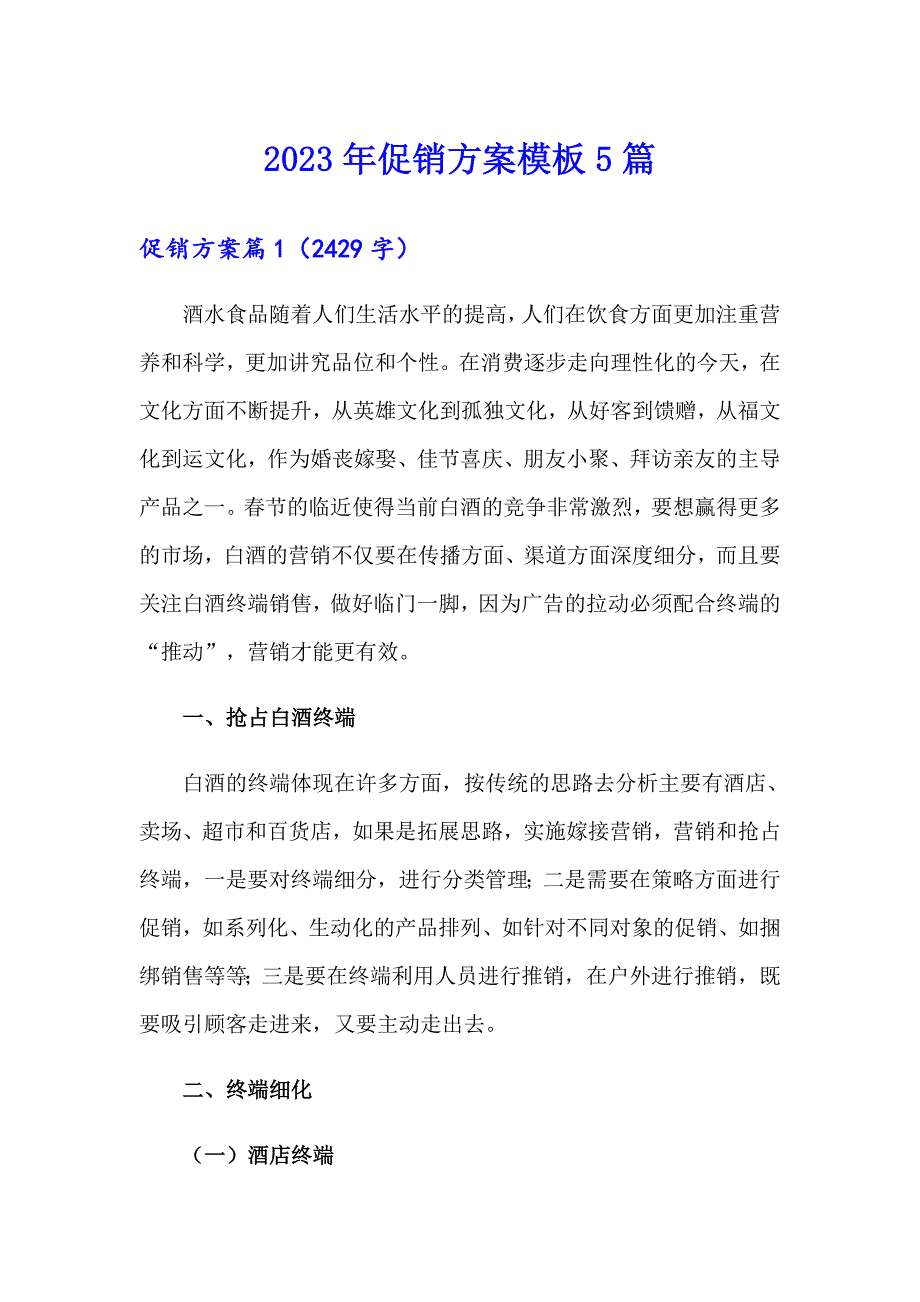 2023年促销方案模板5篇_第1页