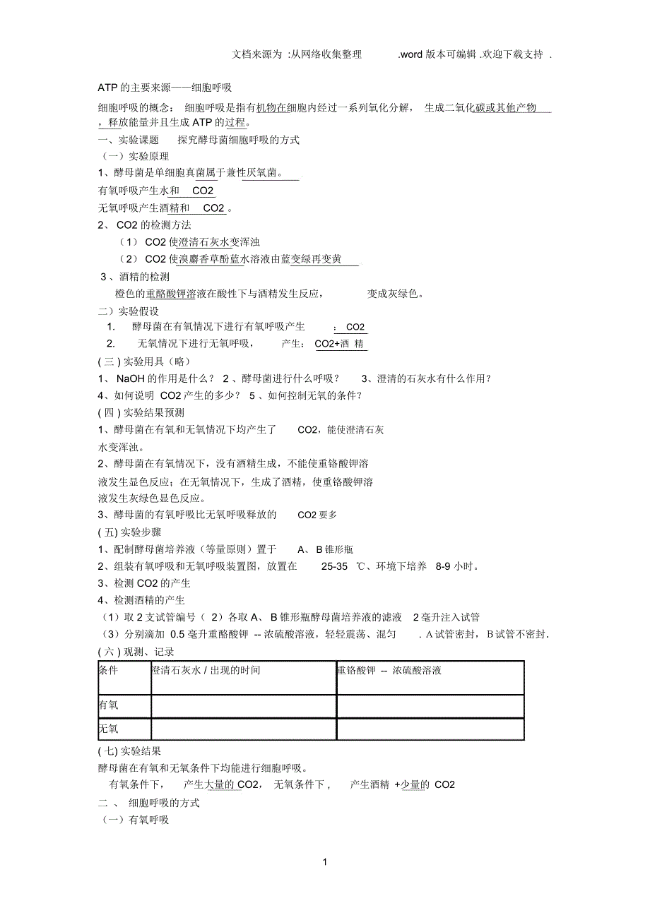 光合作用和呼吸作用知识点总结[1]_第1页