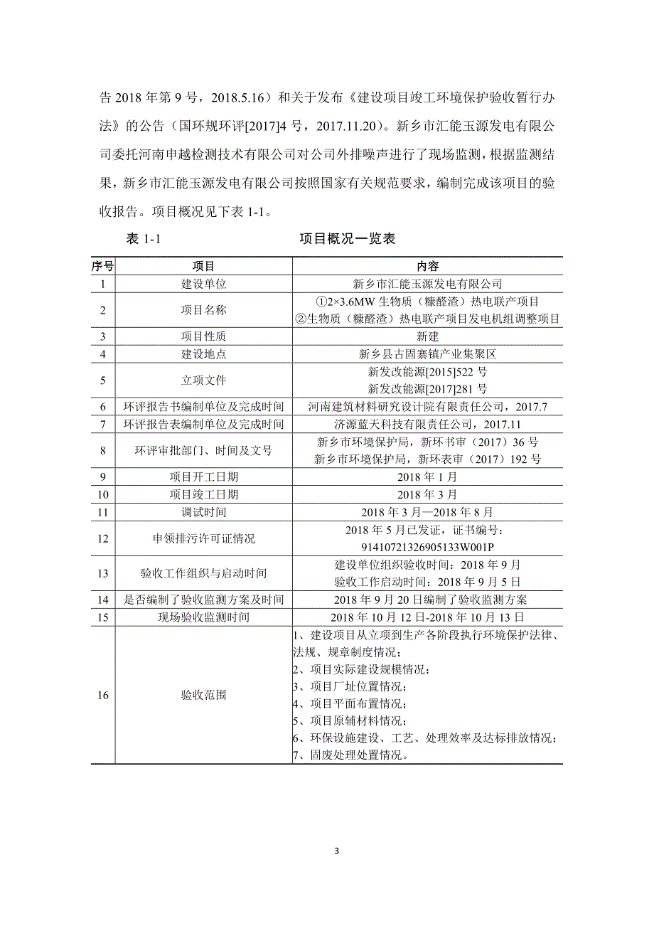 新乡市汇能玉源发电有限公司生物质（糠醛渣）热电联产项目发电机组调整项目竣工环境保护验收监测报告.docx_第3页