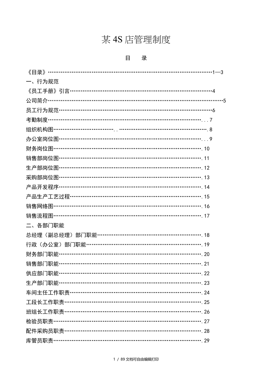 汽车销售服务公司汽车4s店管理制度大全_第1页