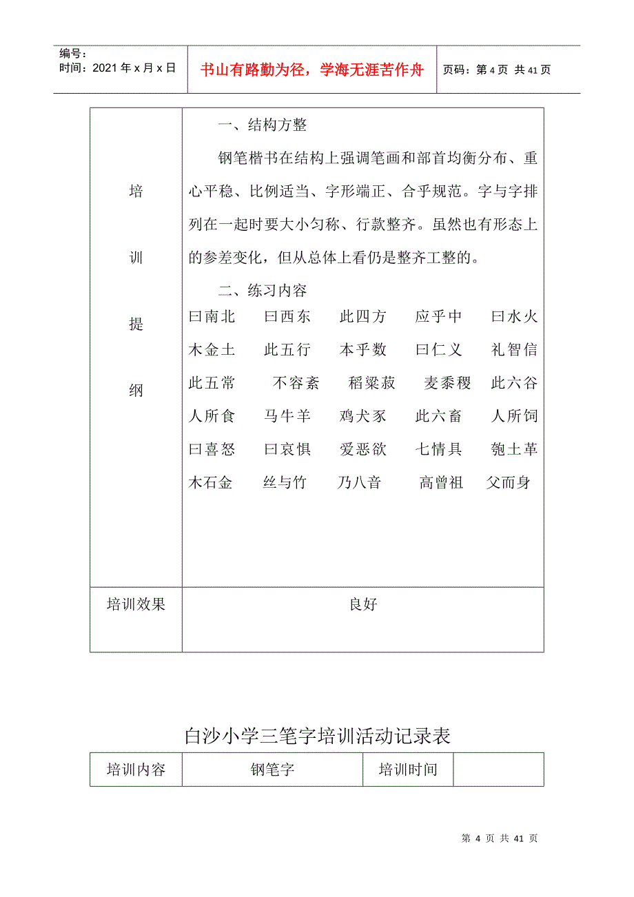 教师三笔字培训活动记录DOC34页_第4页