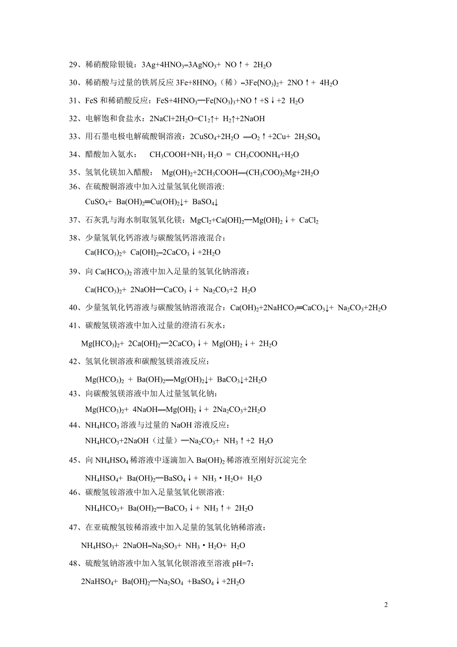 高中化学重要的离子方程式集锦_第2页
