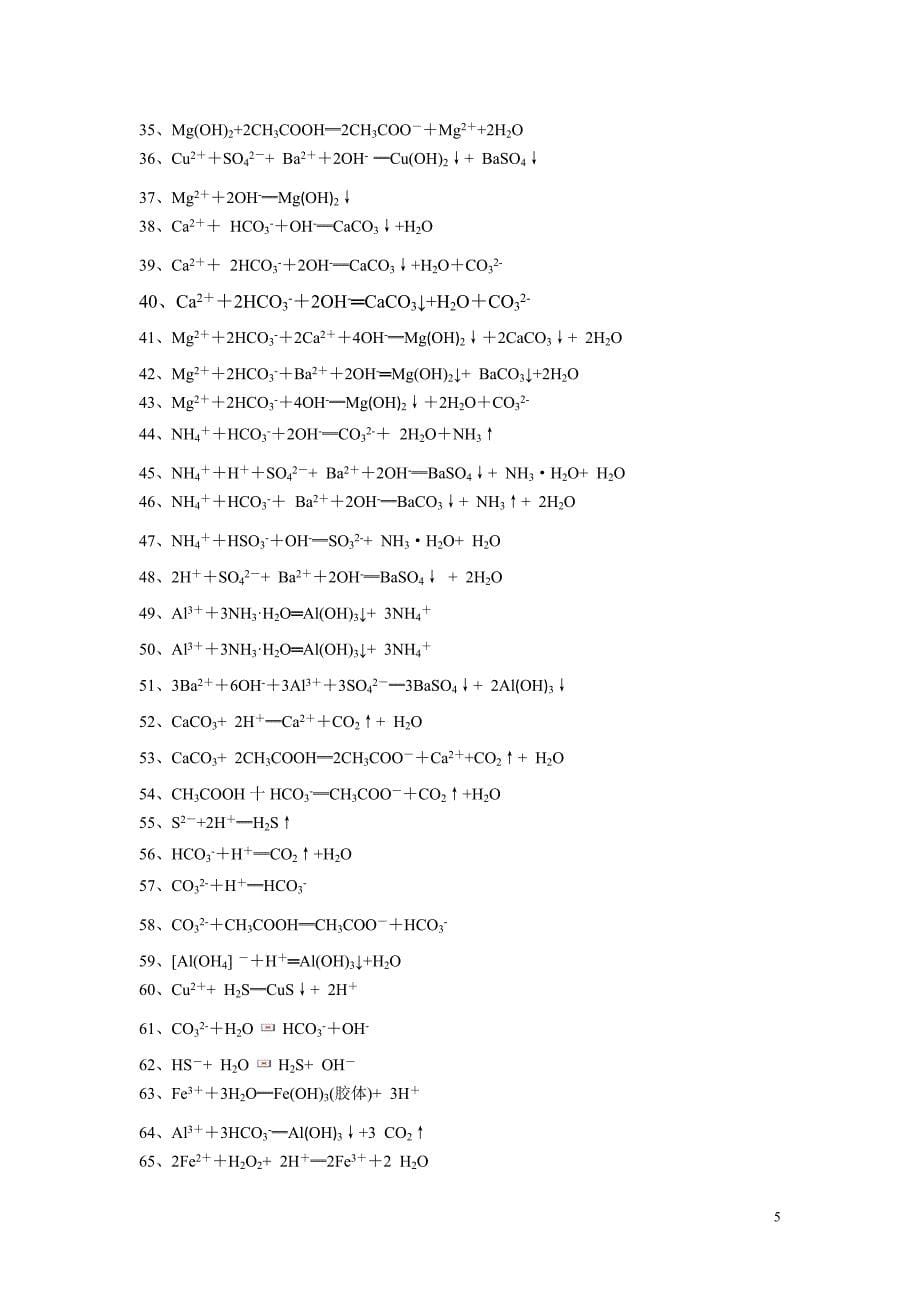 高中化学重要的离子方程式集锦_第5页