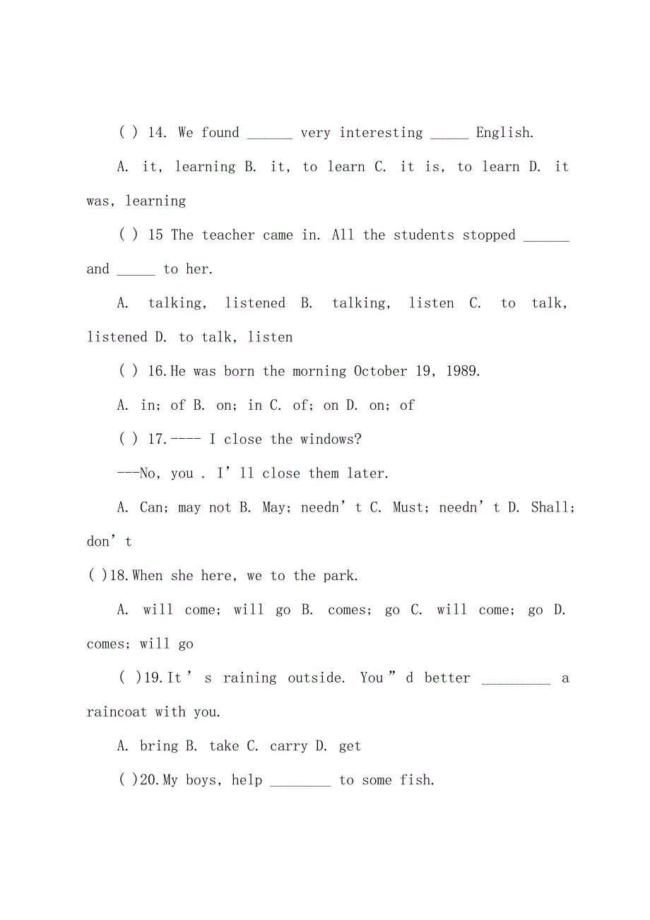 初二年级下学期英语试题训练题.docx_第3页