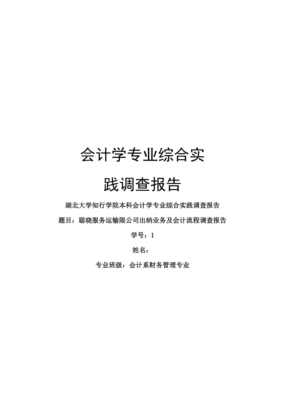 会计学专业综合实践调查报告_第1页