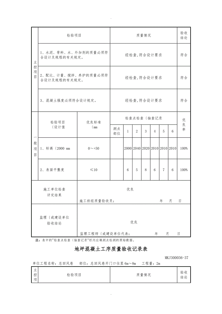 地坪混凝土工序质量验收记录表_第3页