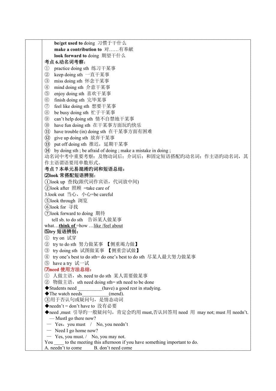 人教版英语初三Unit1讲义_第5页