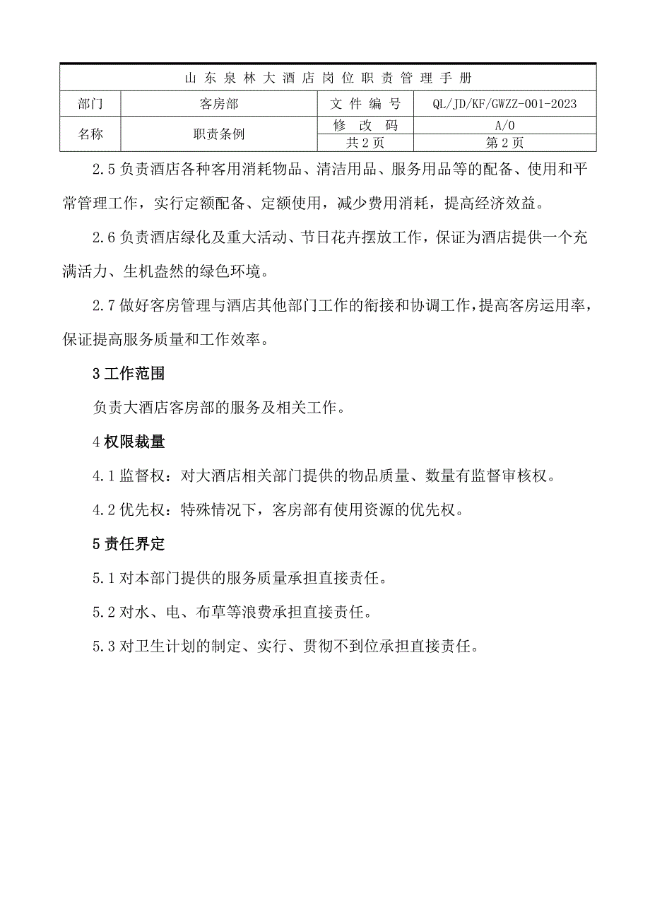 客房部岗位职责定_第2页