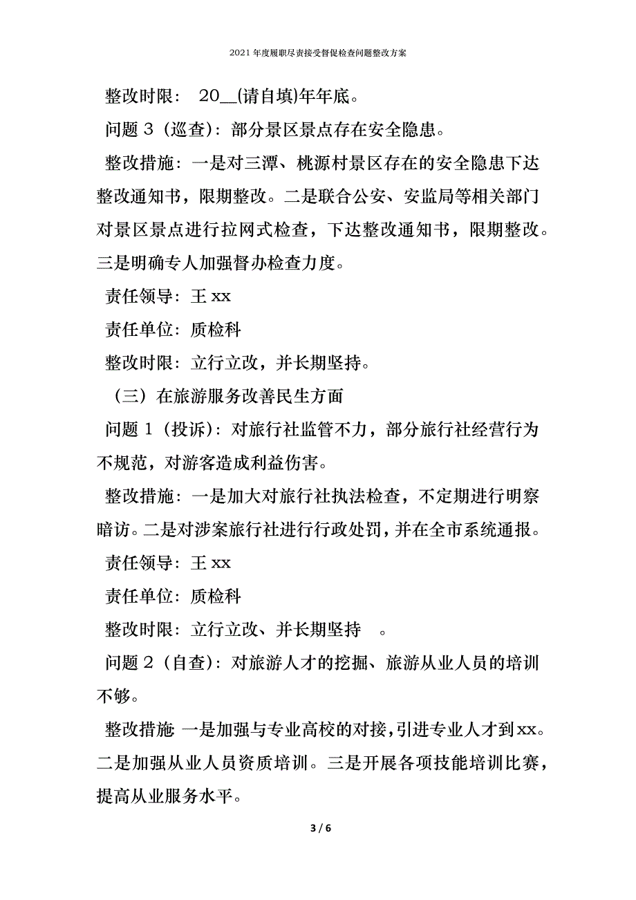 2021年度履职尽责接受督促检查问题整改方案_第3页