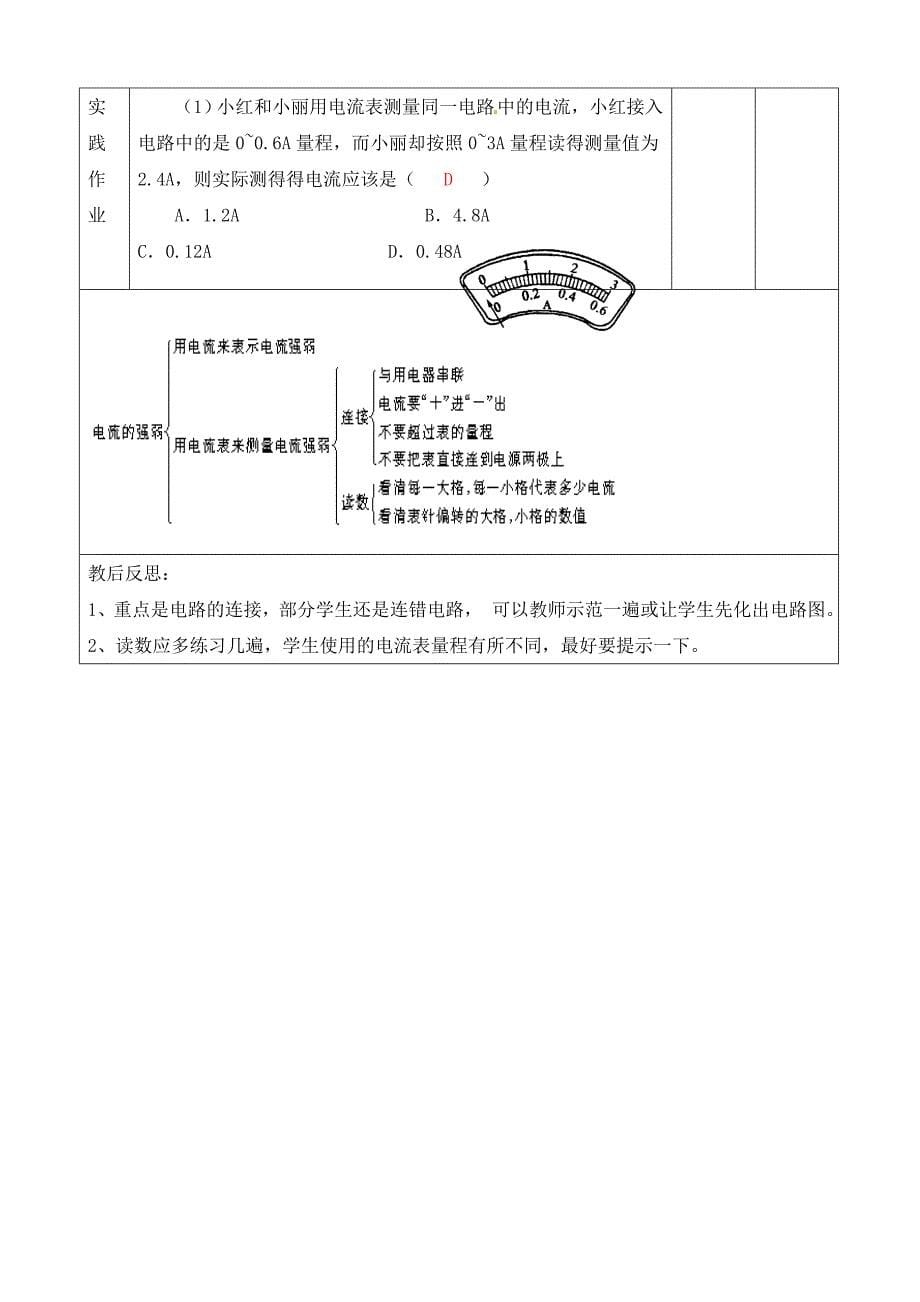 九年级物理全册 15.4 电流的测量教案 （新版）新人教版（通用）_第5页