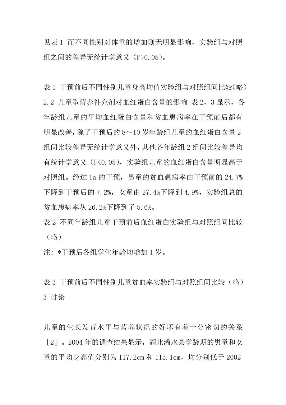 儿童型营养补充剂对学龄儿童生长发育和营养状况的影响.doc_第4页