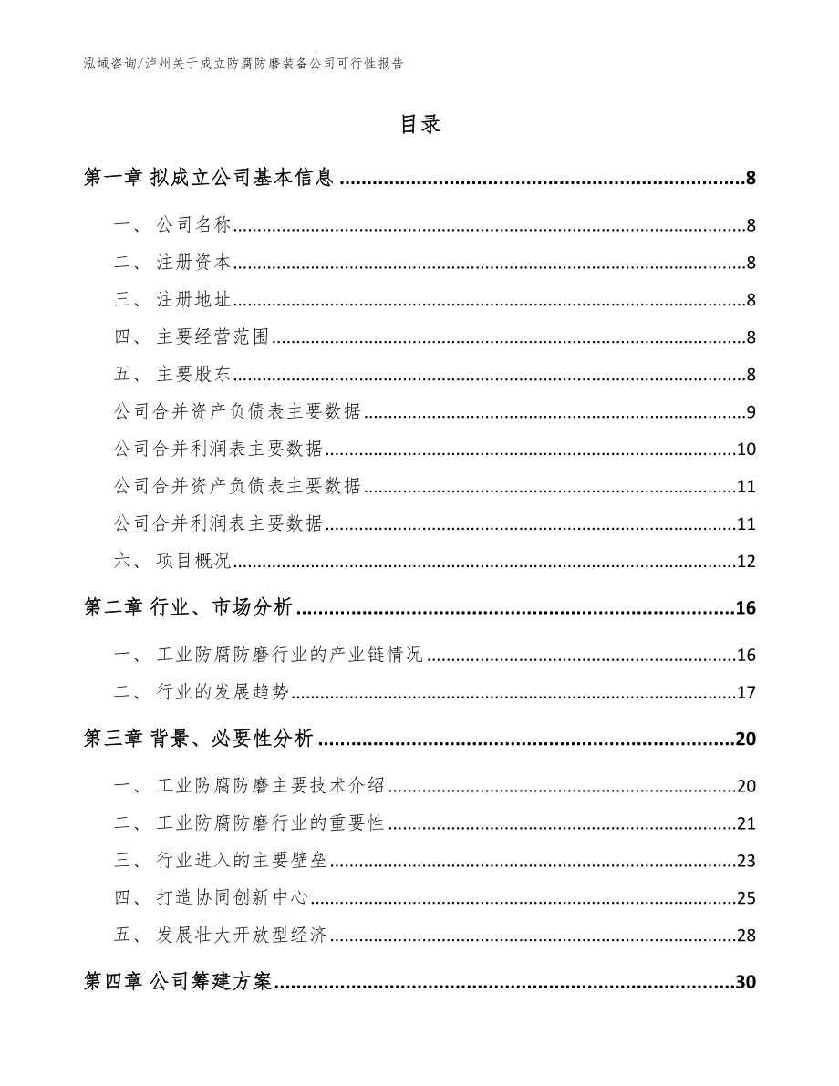 泸州关于成立防腐防磨装备公司可行性报告【模板】_第2页