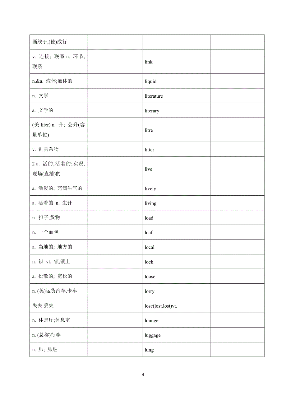 北京高考英语词汇默写表K-O.doc_第4页