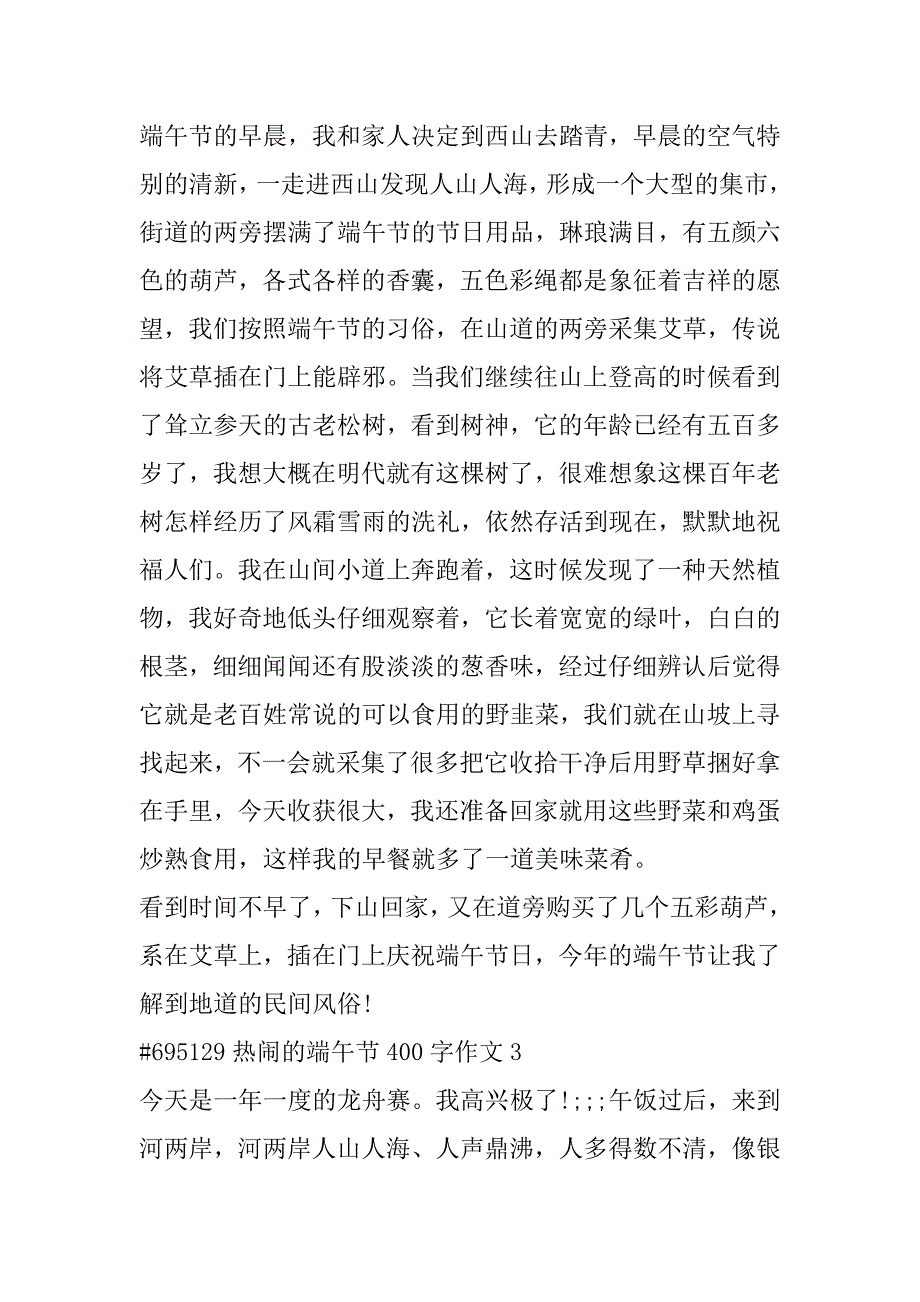 2023年年热闹端午节400字作文合集_第3页