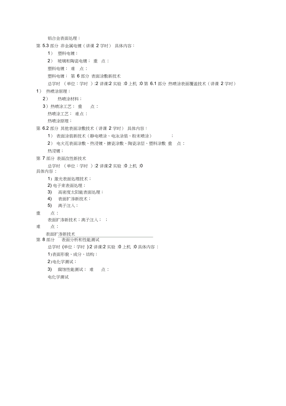 应用化学表面工程技术概论教学大纲_第4页