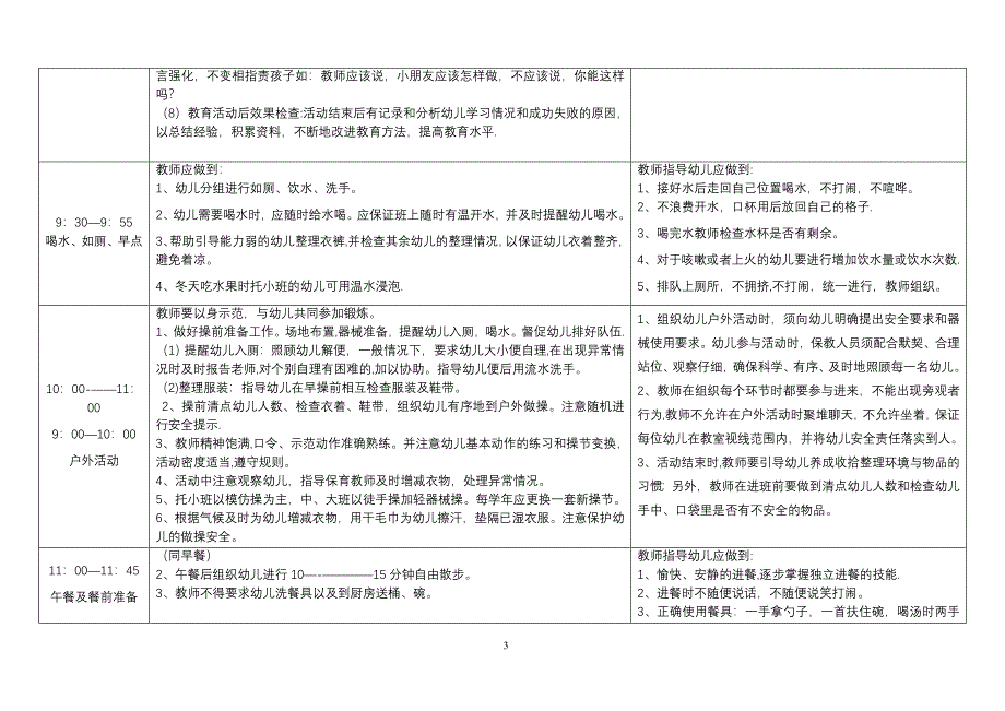 幼儿园教师一日工作流程和标准_第3页