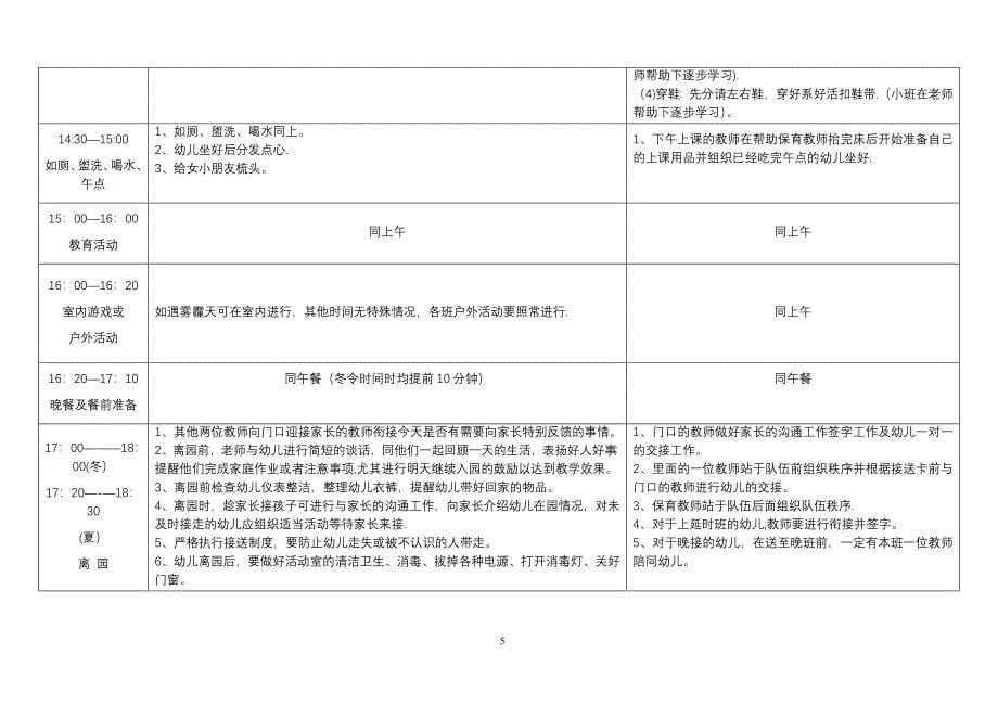 幼儿园教师一日工作流程和标准_第5页