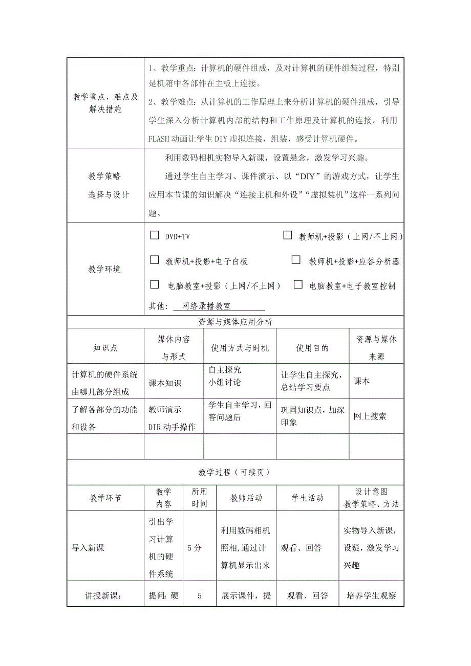 计算机硬件系统组成教学设计模板.doc_第2页