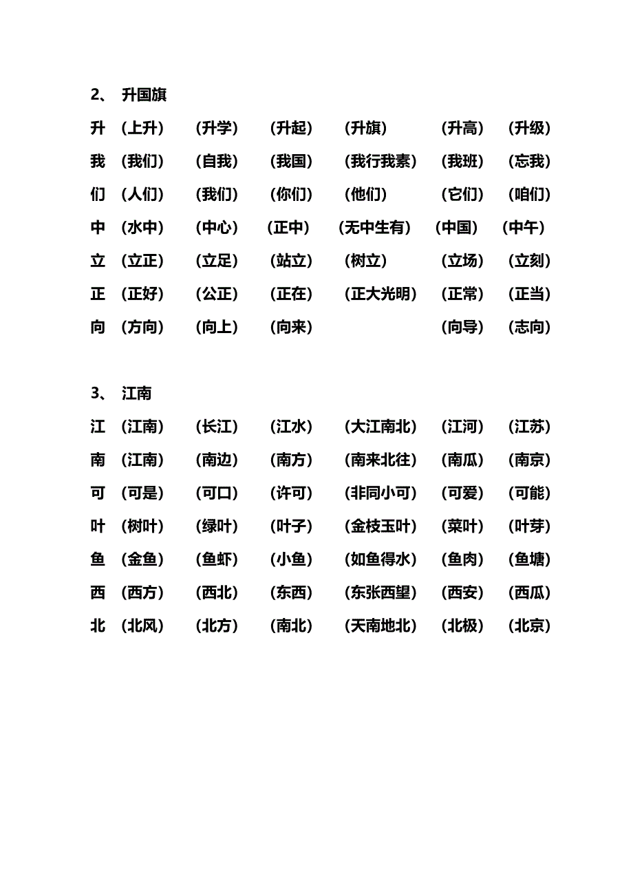 一年级1-13课生字扩词_第3页