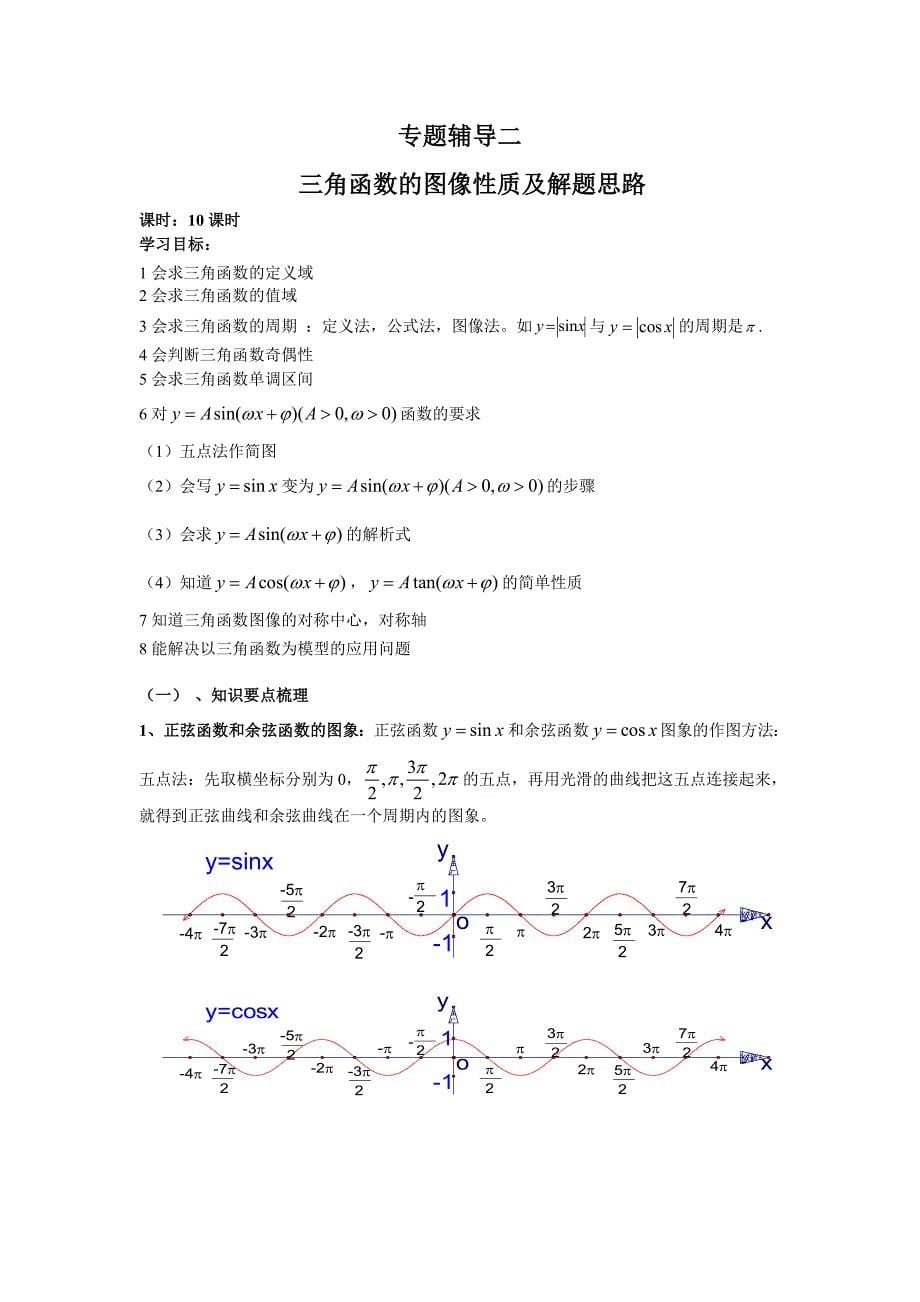 三角函数图象和性质(总结的很全面-不看后悔)(总20页)_第5页