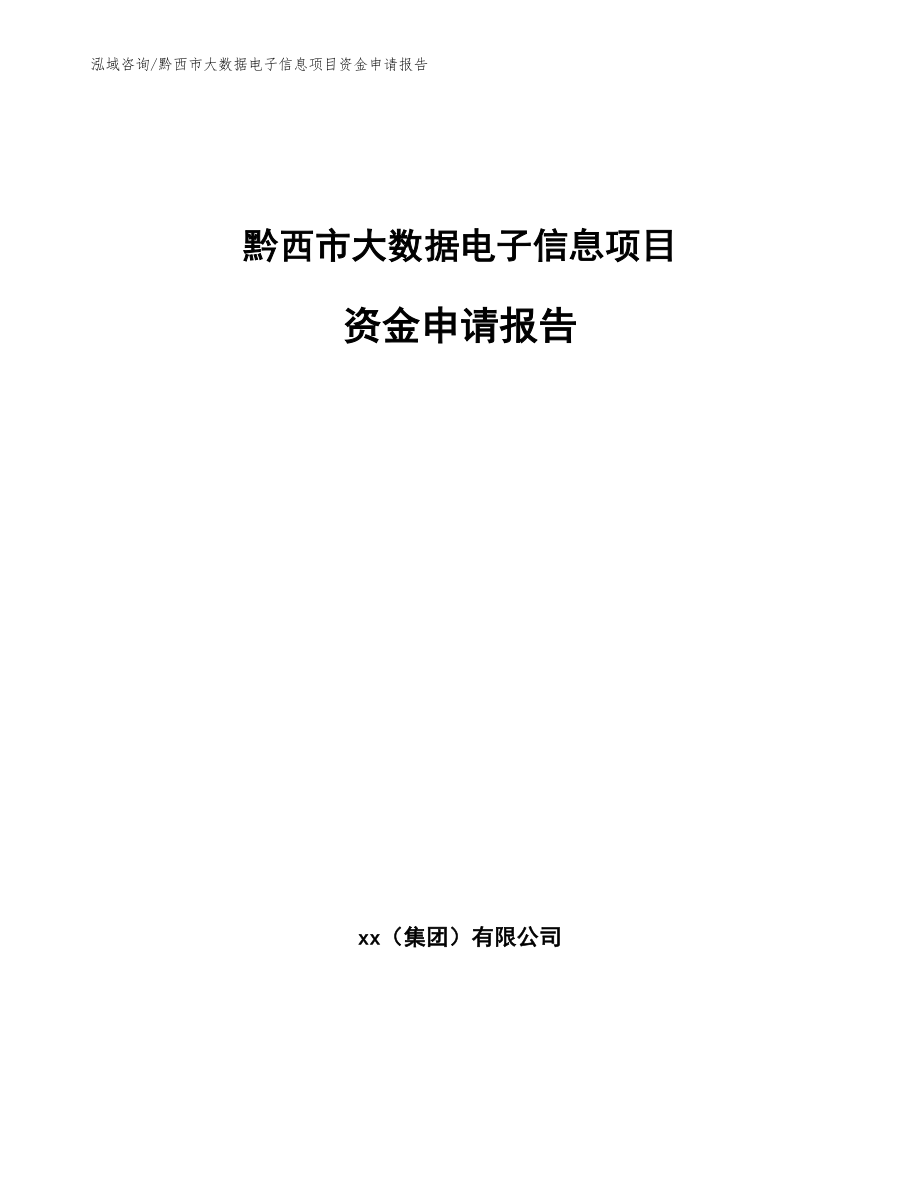 黔西市大数据电子信息项目资金申请报告【参考范文】_第1页