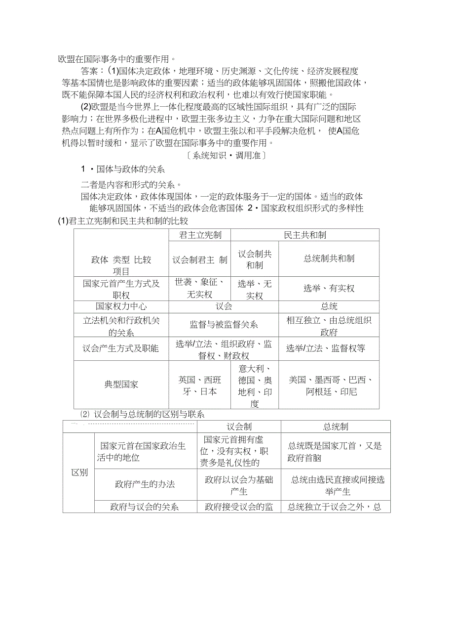 2019届高考政治二轮复习(江苏版)讲义：选修三国家和国际组织常识_第4页