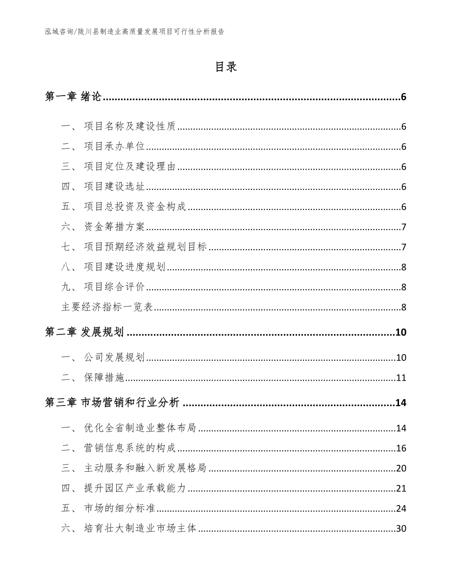 陇川县制造业高质量发展项目可行性分析报告_第1页