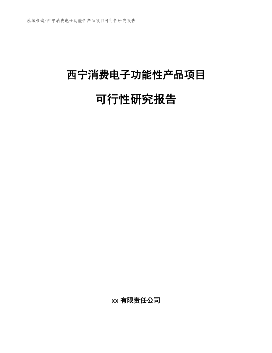 西宁消费电子功能性产品项目可行性研究报告（范文）_第1页