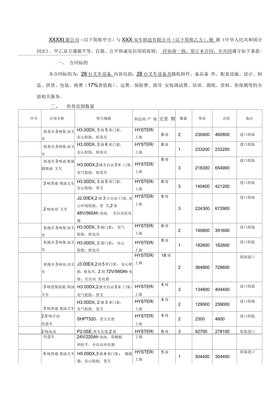 叉车设备采购合同_第2页