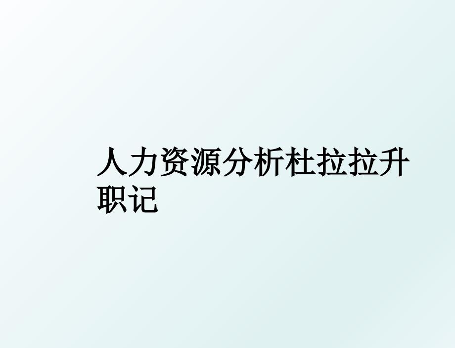 人力资源分析杜拉拉升职记_第1页