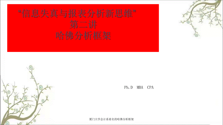 厦门大学会计系着名的哈佛分析框架课件_第1页