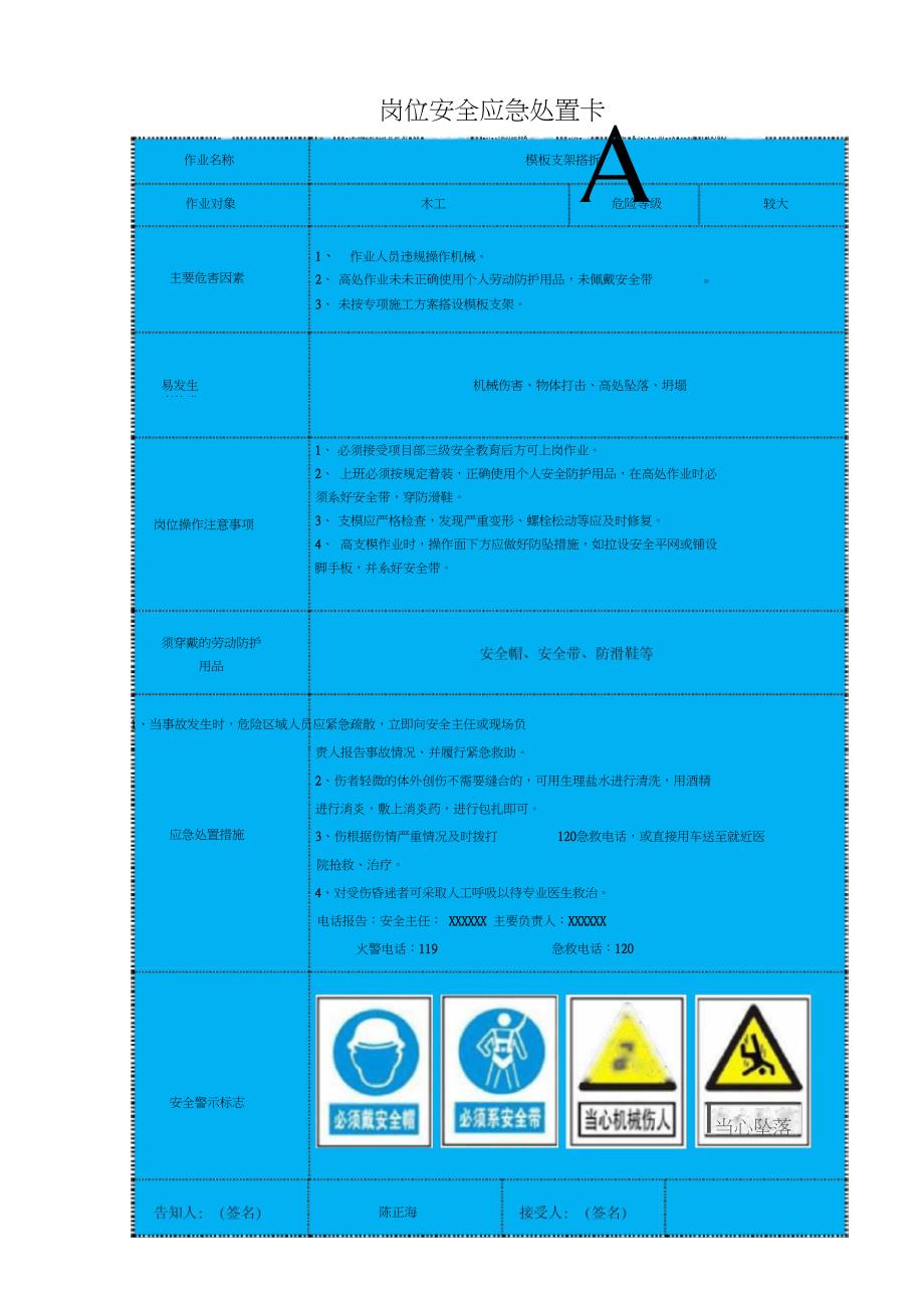 13个木工、架子工等岗位安全应急处置卡_第2页