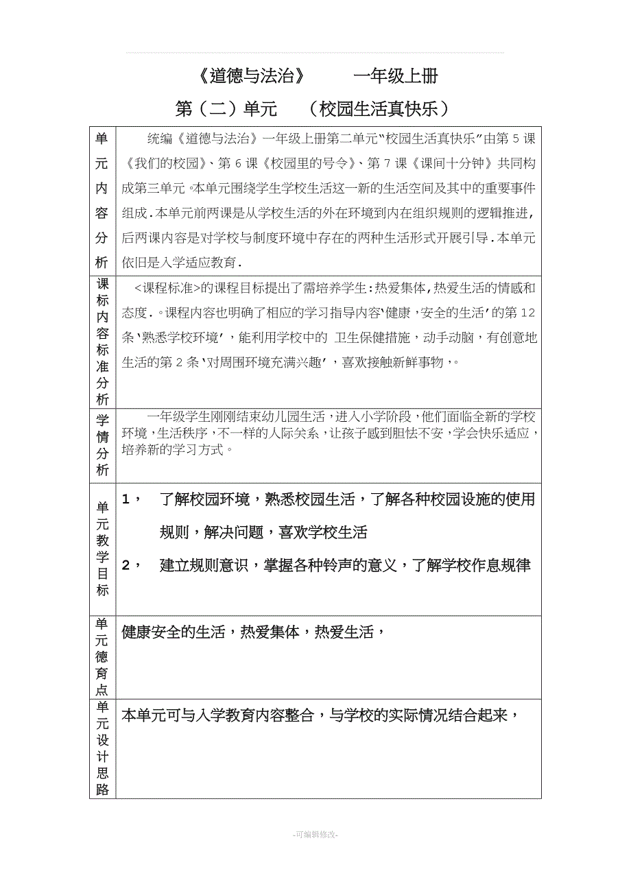 道德与法治一年级上册第二单元精品.doc_第1页