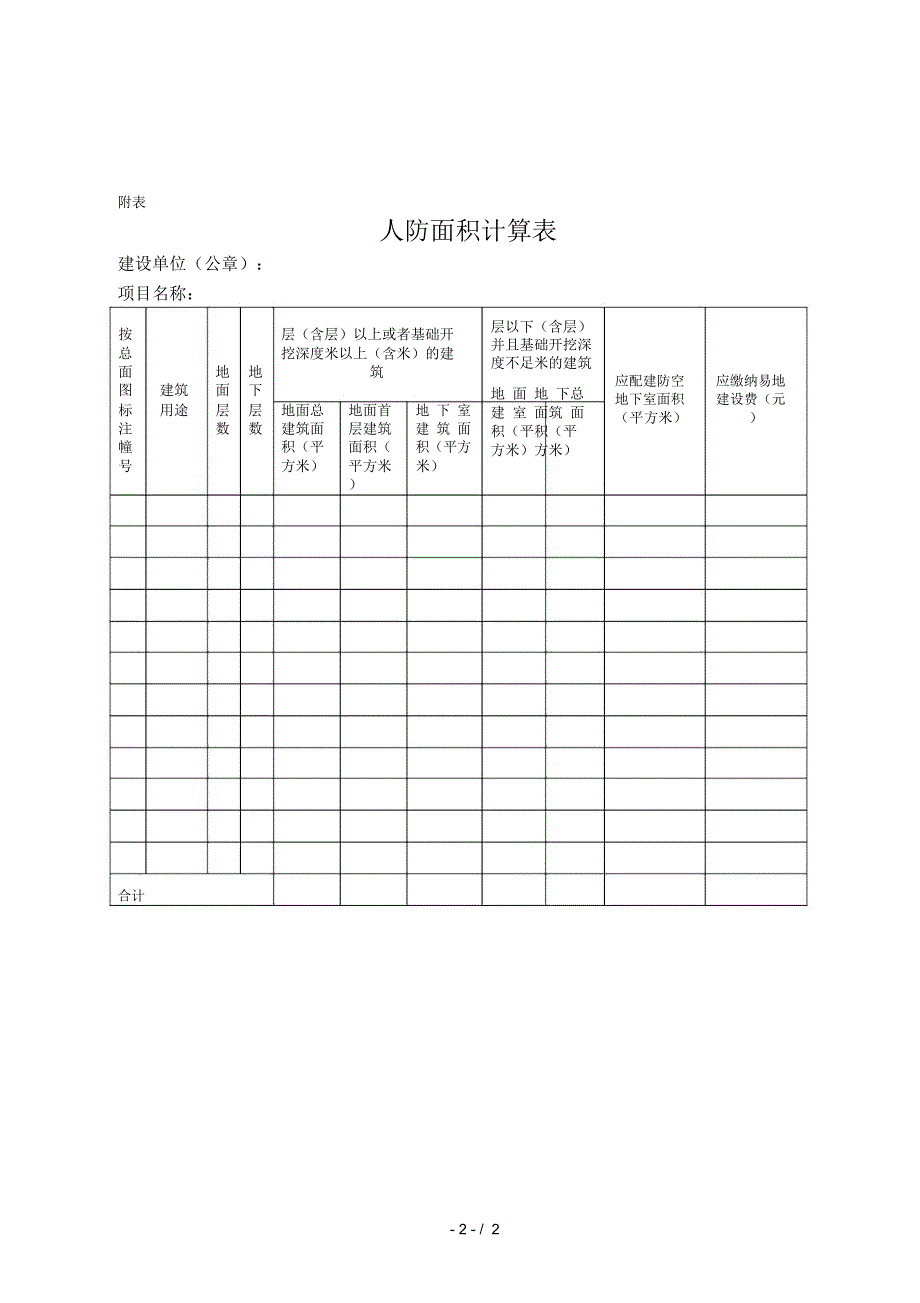 云南省防空地下室建设(易地建设费)申请表_第2页