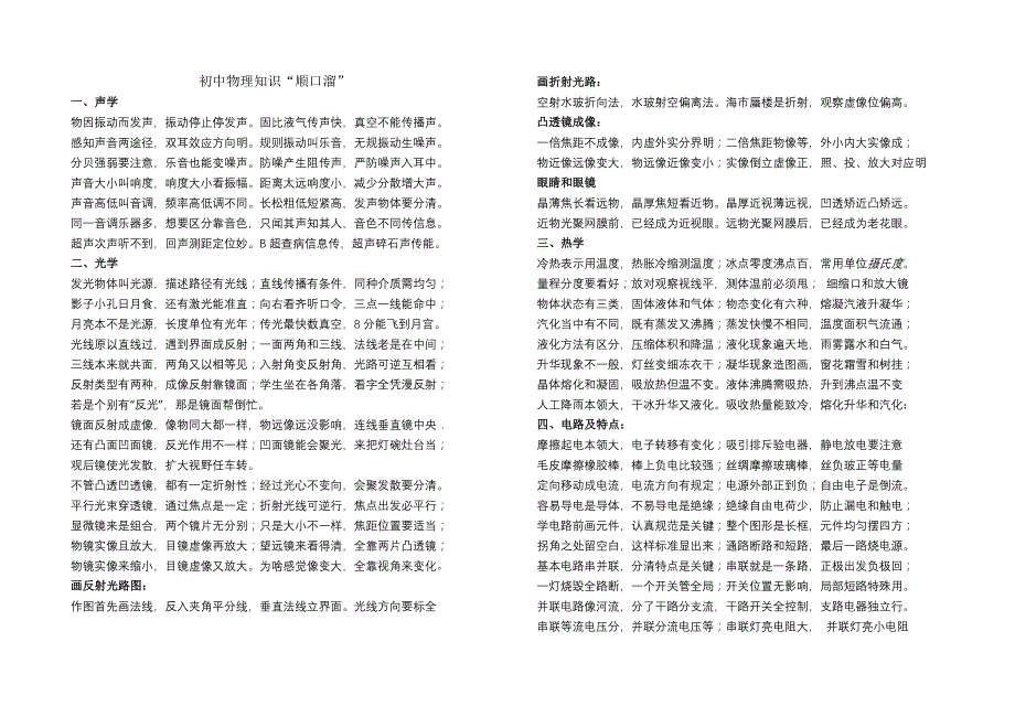 初中物理顺口溜_第1页