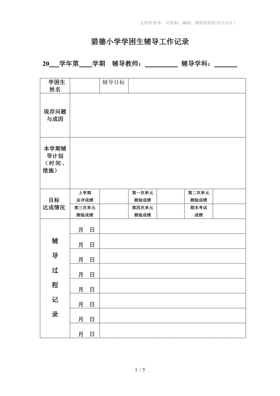 猎德小学学困生辅导工作记录_第1页