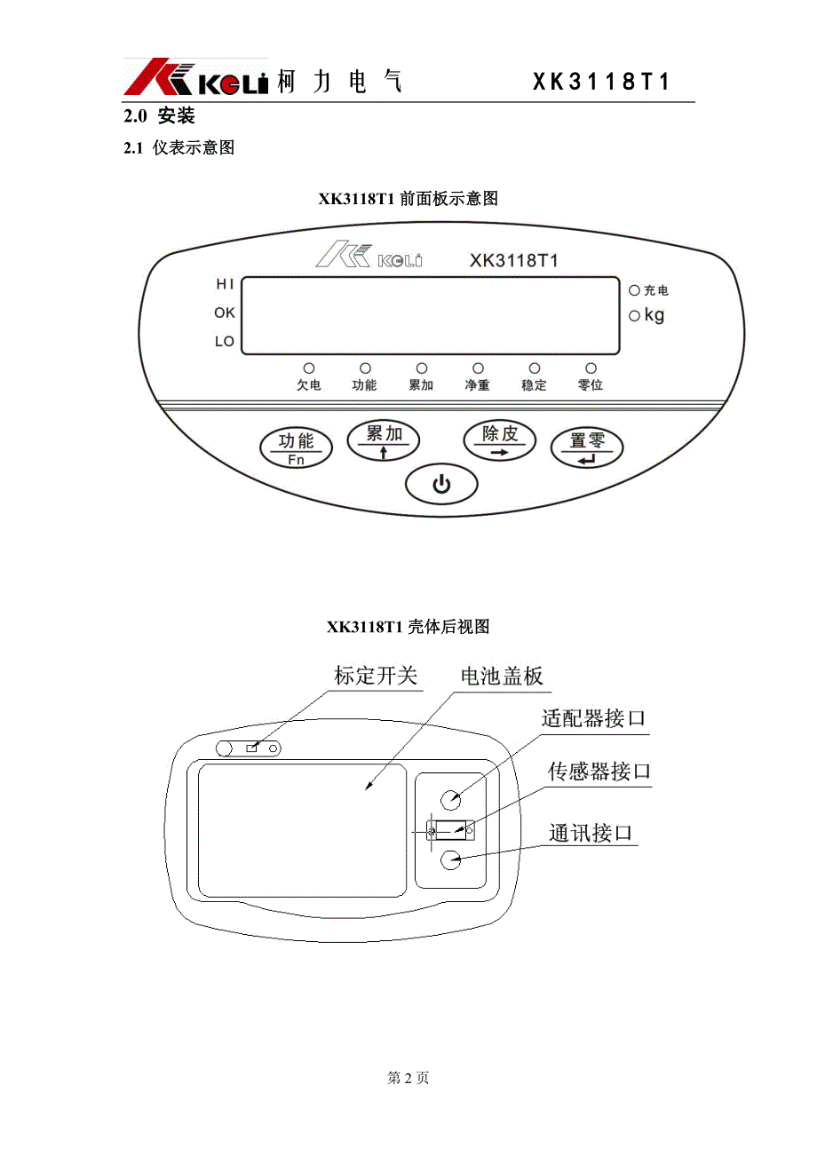 电子称重仪表XK3118T1使用说明书_第4页