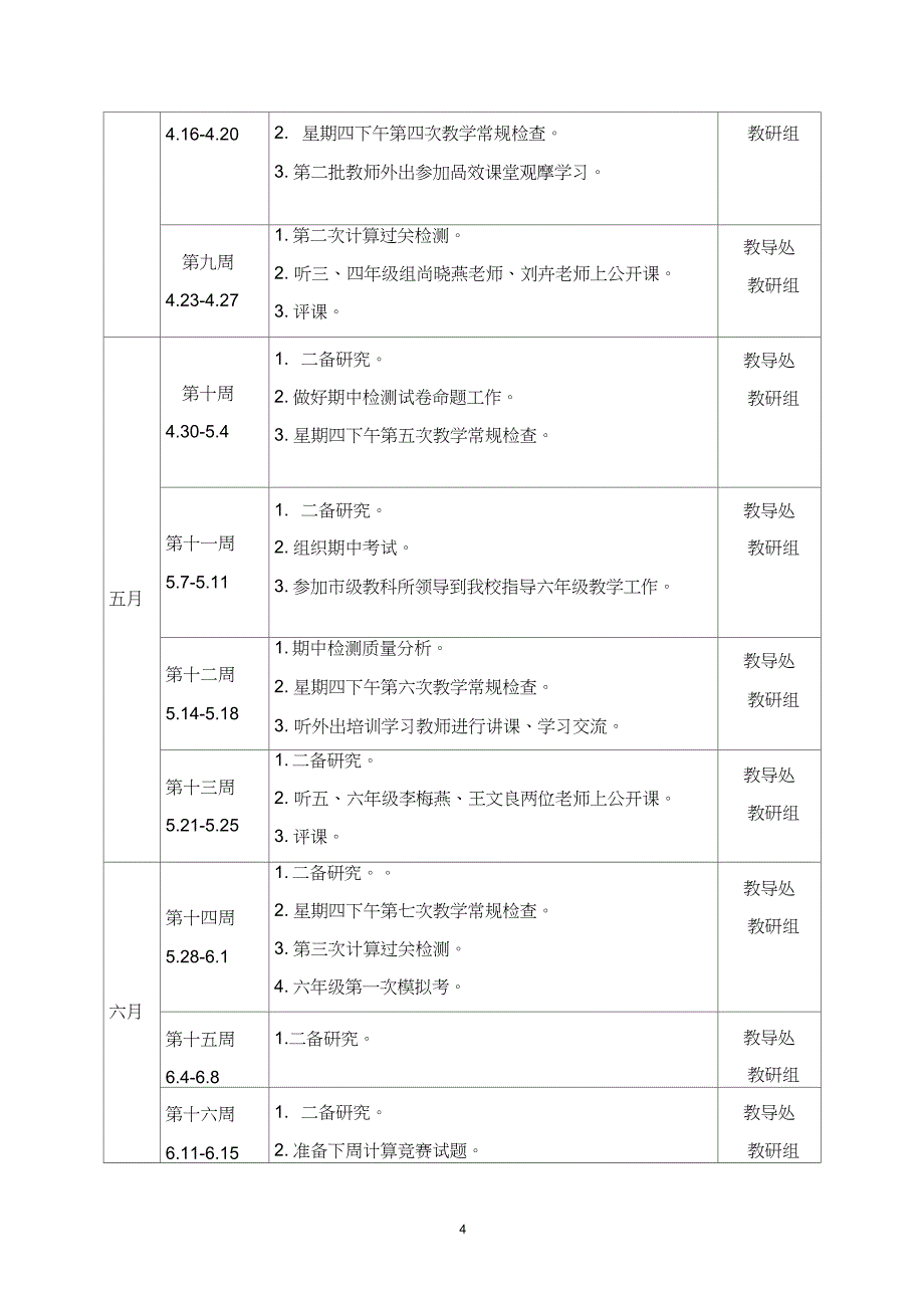 五年级数学教研工作计划_第4页