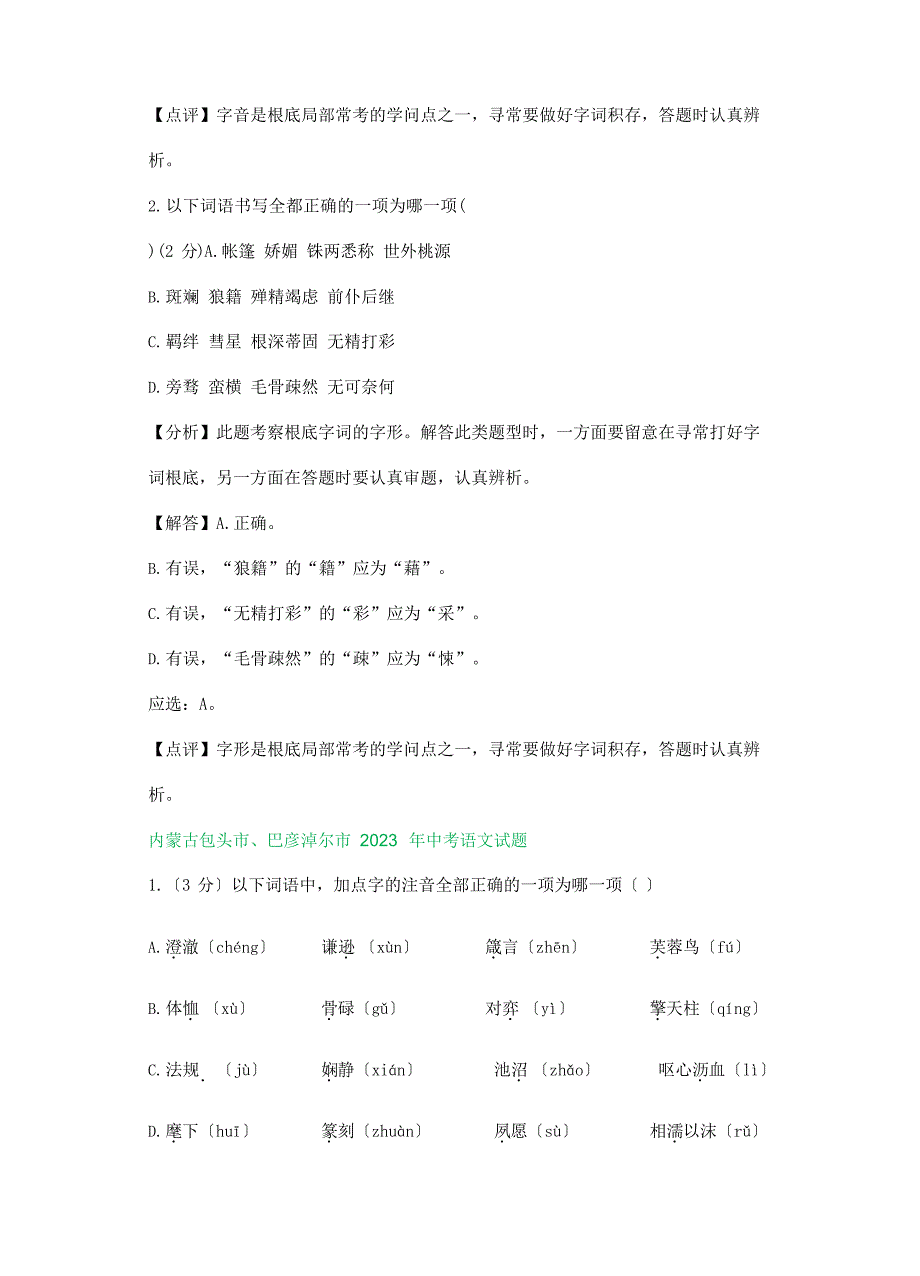 2023年全国各地中考语文试题分类汇编：字音字形(含解析)_第4页