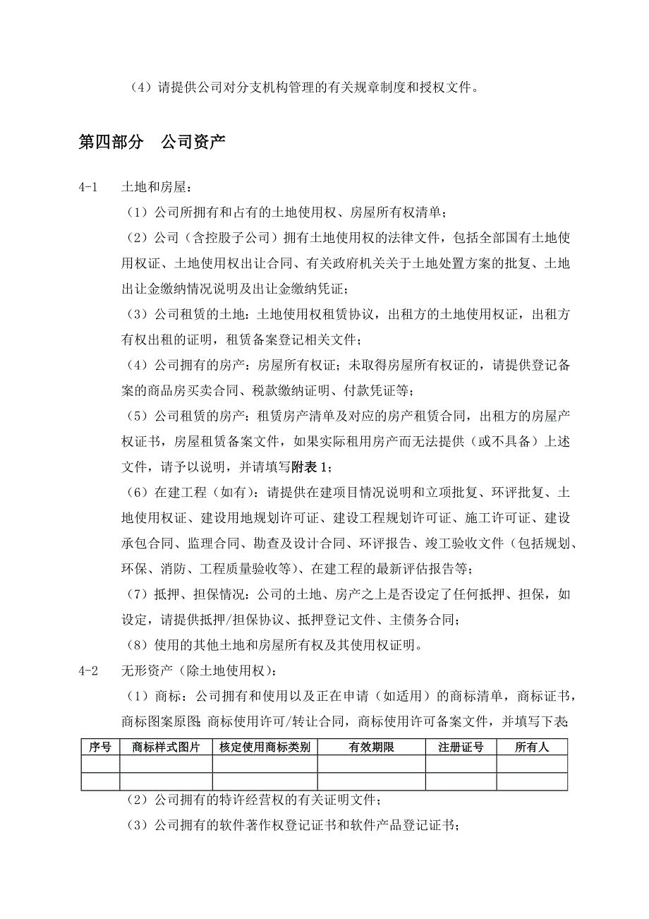 尽职调查报告清单模板 （精选可编辑）.doc_第4页