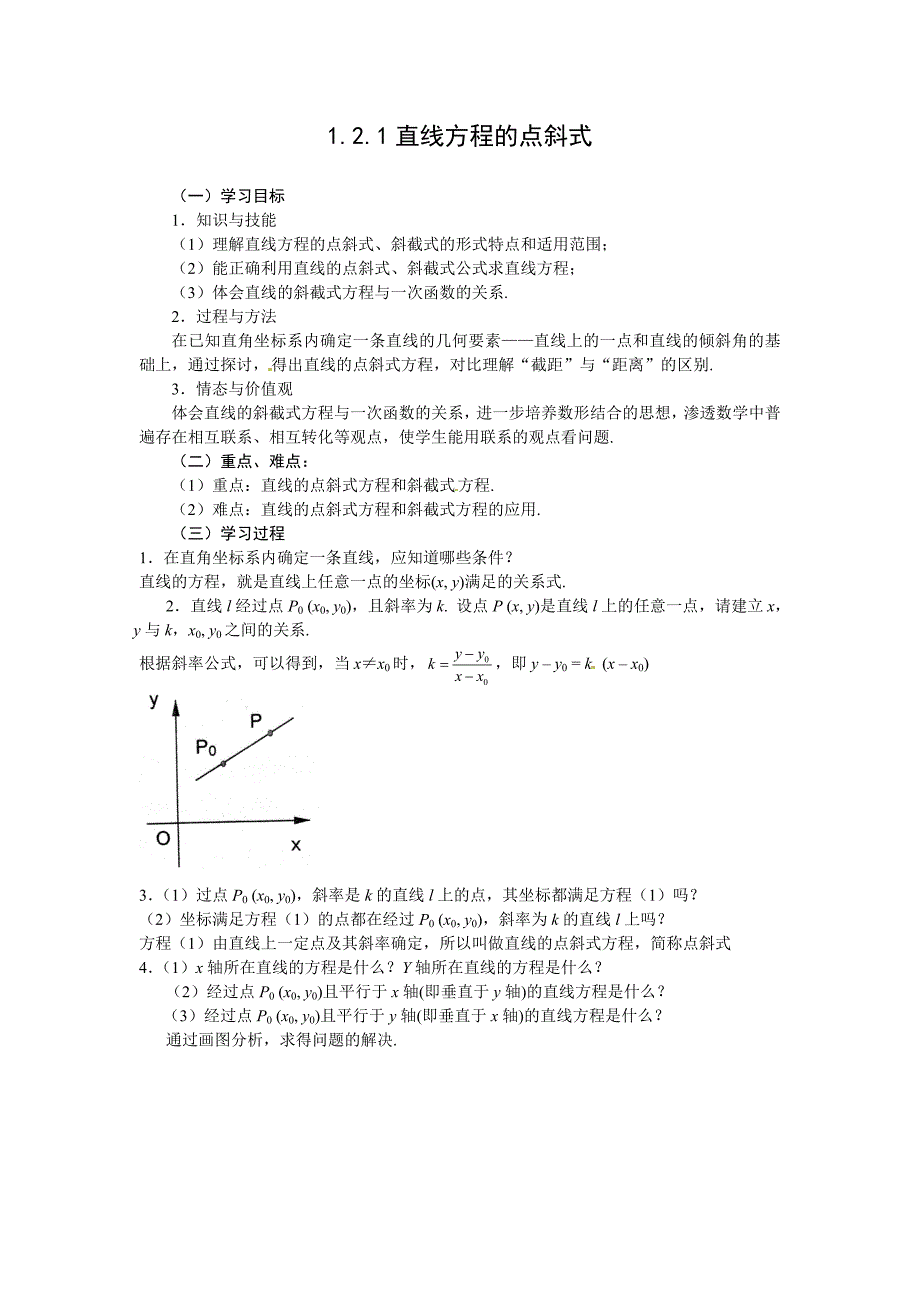 121直线方程的点斜式正式_第1页