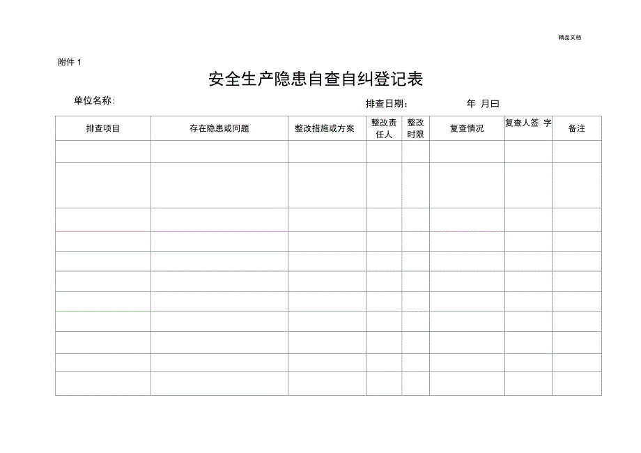 安全生产隐患排查自查自纠表_第1页